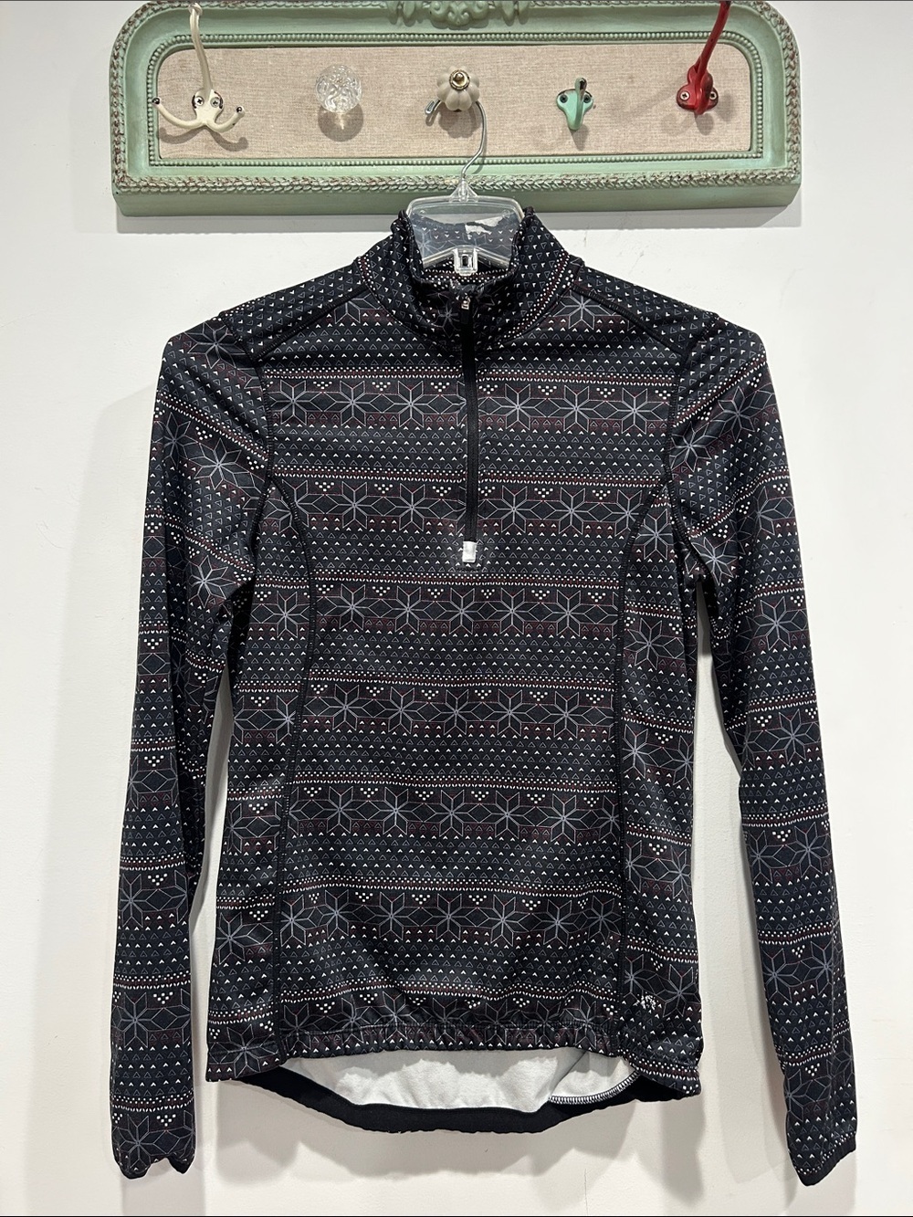 Marika Tek Black Long Sleeve Half-Zip Pullover snowflake performance shirt medi